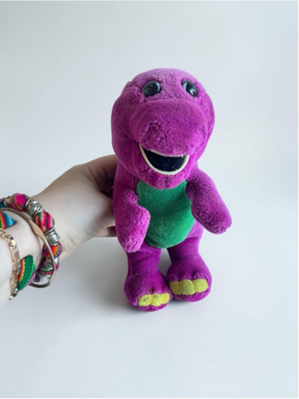 Barney Plush Puppet Toy Vintage Purple Dinosaur Gift for Kids 90s